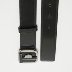Tod's Black Glossy Leather Leoni Buckle Belt 105CM
