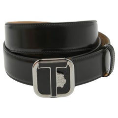 Tod's Black Glossy Leather Leoni Buckle Belt 105CM