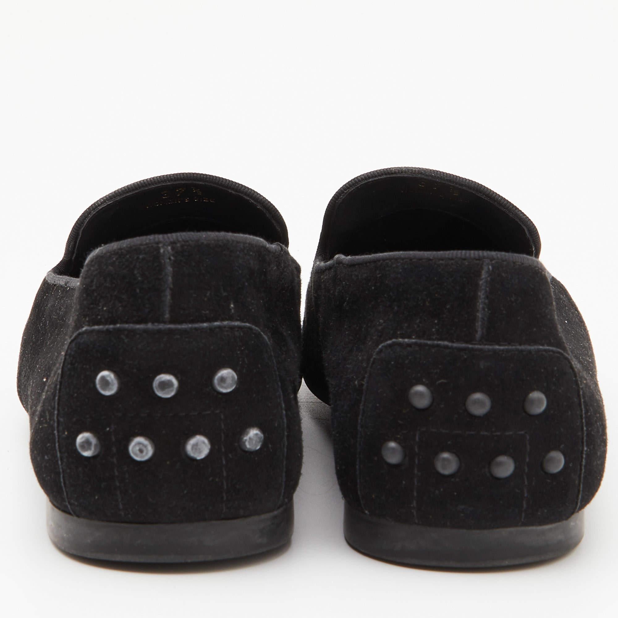 Tod's Black/Gold Suede & Sequins Embellished Slip On Smoking Slippers Size 37.5 For Sale 1