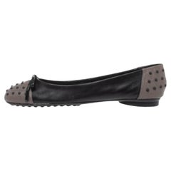 Tod's Black/Grey Leather Dew Ballet Flats Size 38