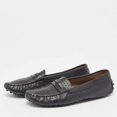 Tod's Black Laser Cut Leather Penny Loafers Size 37