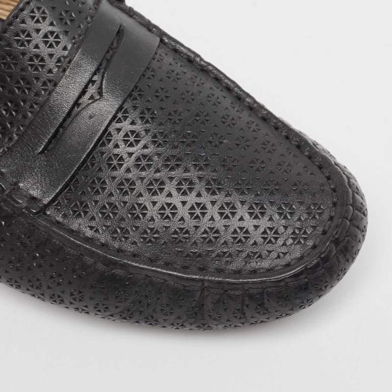 Tod's Black Laser Cut Leather Penny Loafers Size 37 For Sale 3