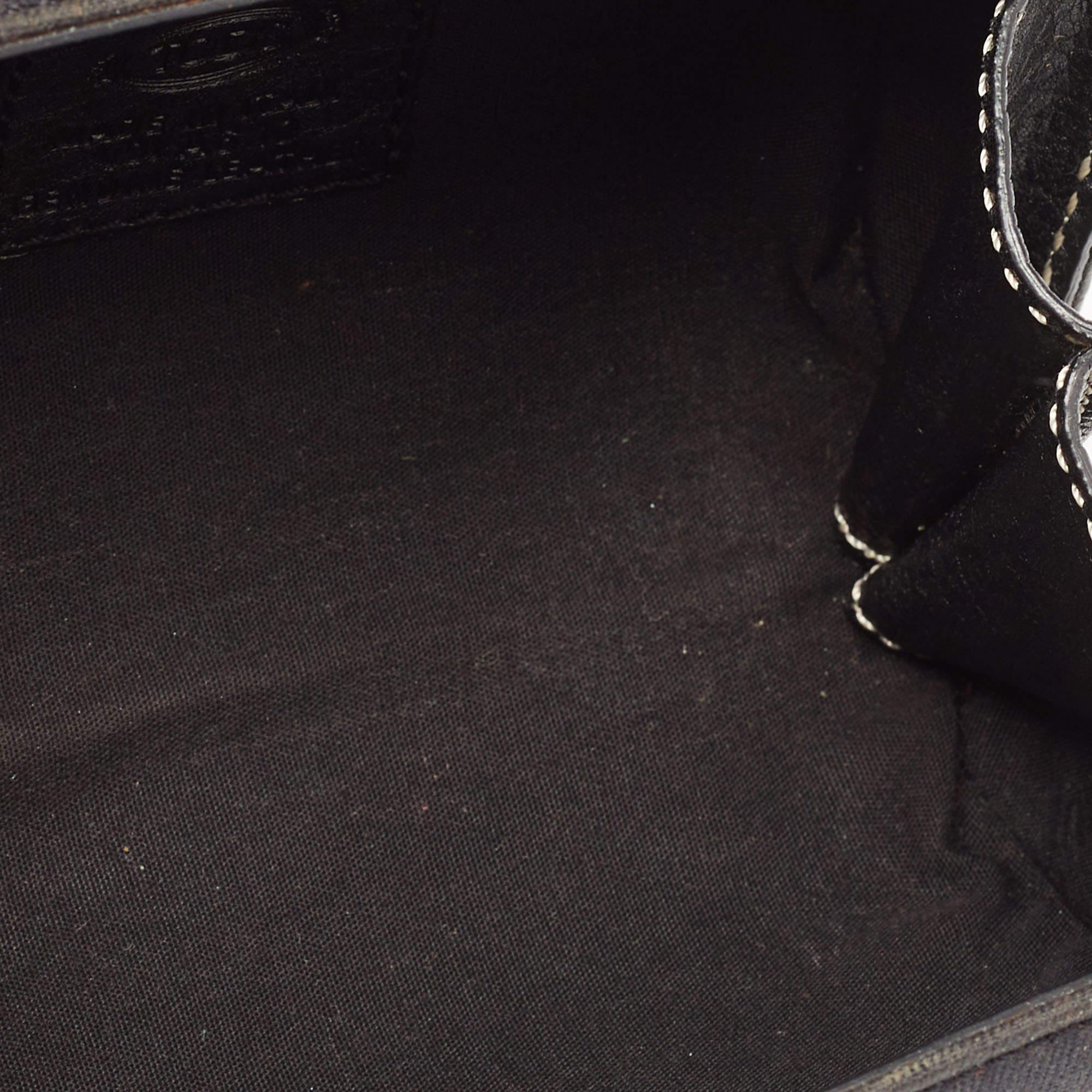 Tod's Black Leather and Canvas Studded Flap Shoulder Bag 3