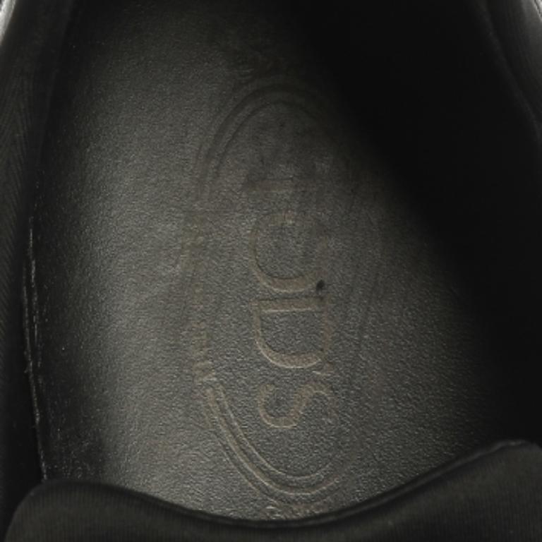 Tod's Black Leather and Nylon Lace Sneakers Size 47 In Good Condition For Sale In Dubai, Al Qouz 2