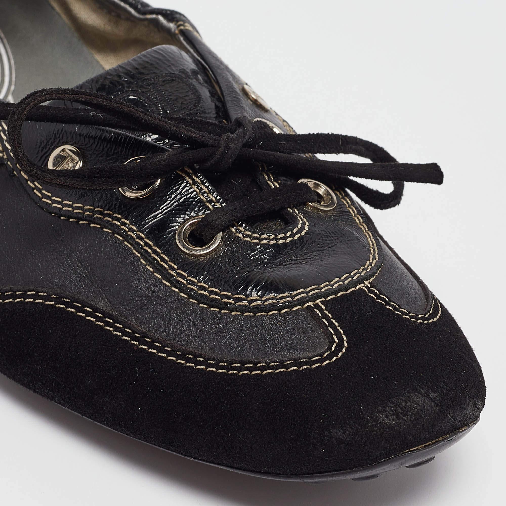 Tod's Black Leather and Suede Ballet Flats Size 37.5 For Sale 3