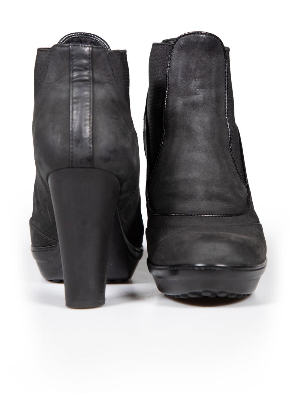 Tod's Schwarze Lederstiefel mit hohem Absatz und Knöchelausschnitt Größe IT 38 im Zustand „Gut“ im Angebot in London, GB