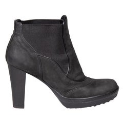 Tod's Black Leather Ankle High Heeled Boots Size IT 38