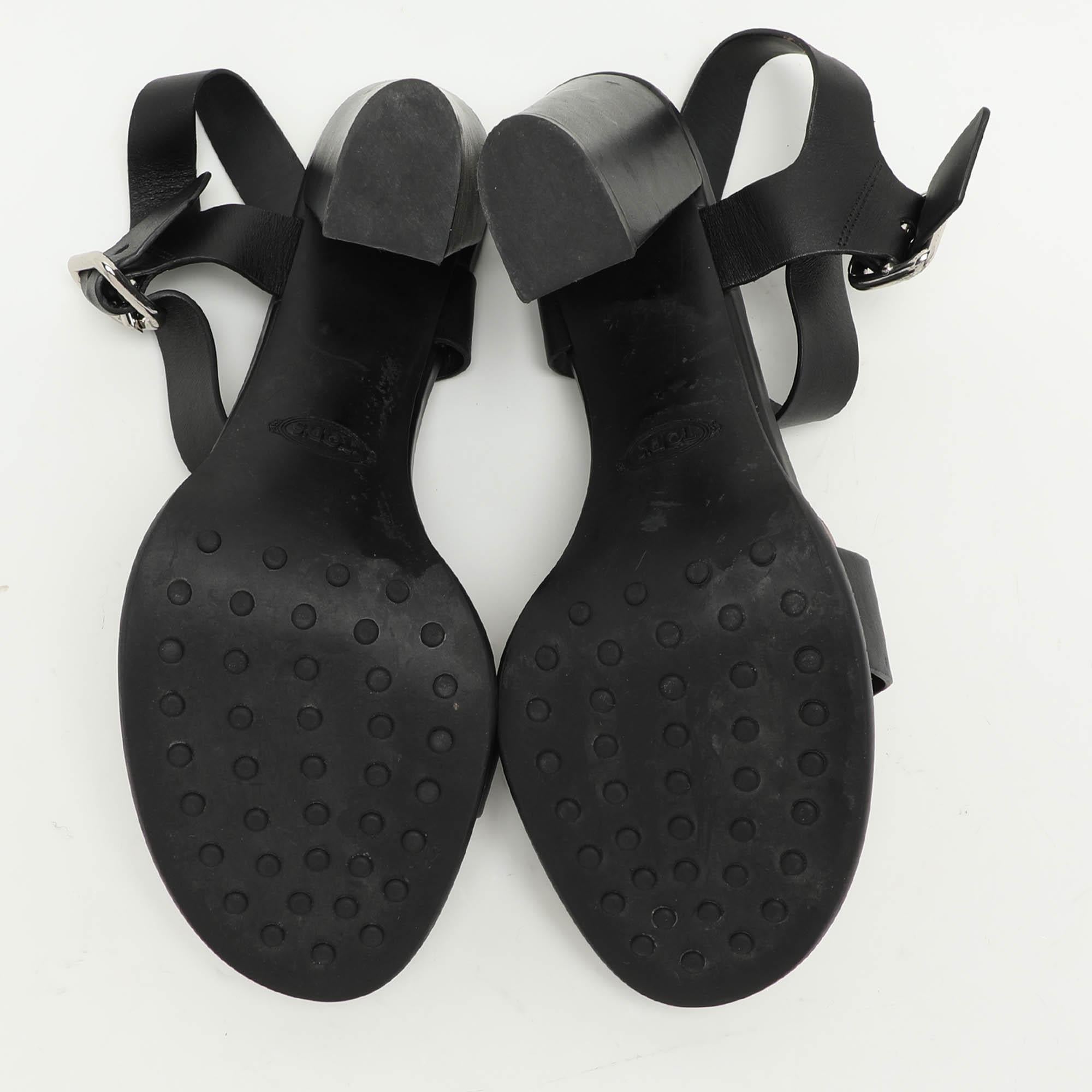 Tod's - Sandales à lanières en cuir noir - Taille 41 en vente 1