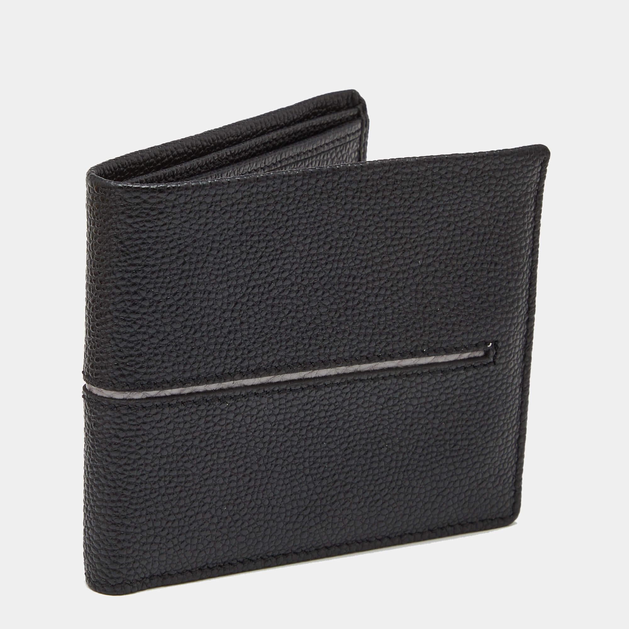 Men's Tod's Black Leather Bifold Compact Wallet