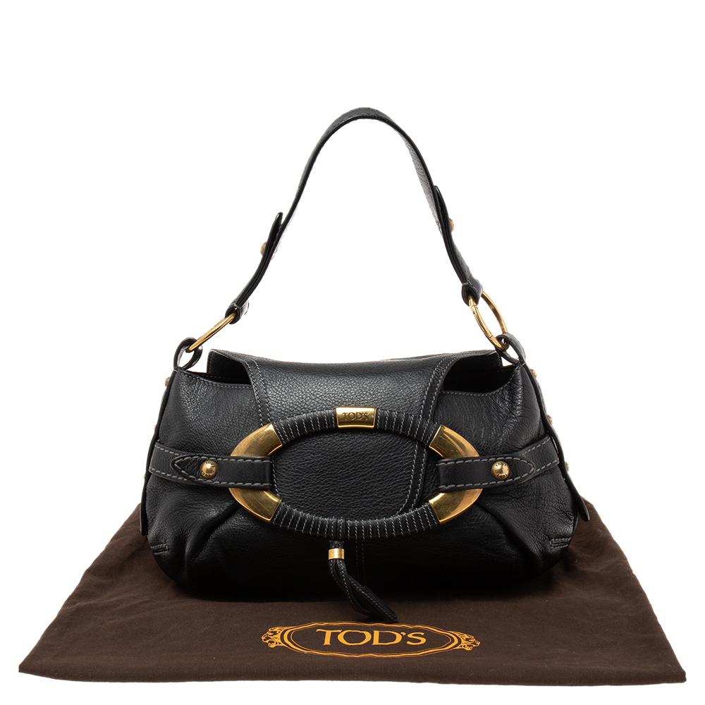 Tod's Black Leather Boomerang East West Shoulder Bag 4