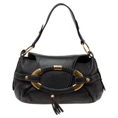 Tod's Black Leather Boomerang East West Shoulder Bag