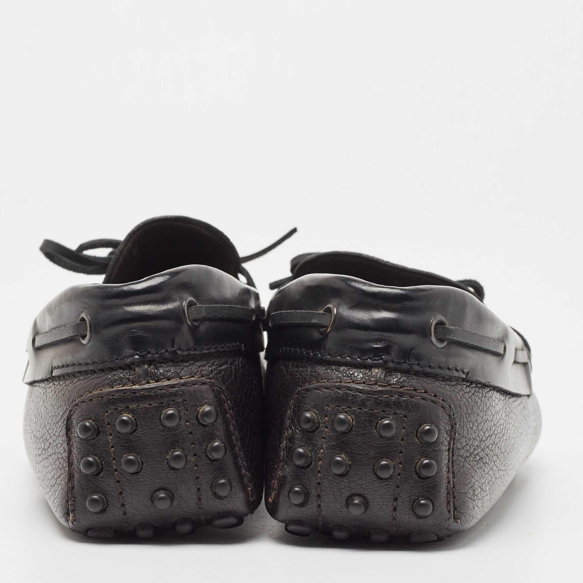 Tod's Black Leather Bow Slip On Loafers Size 39.5 For Sale 1