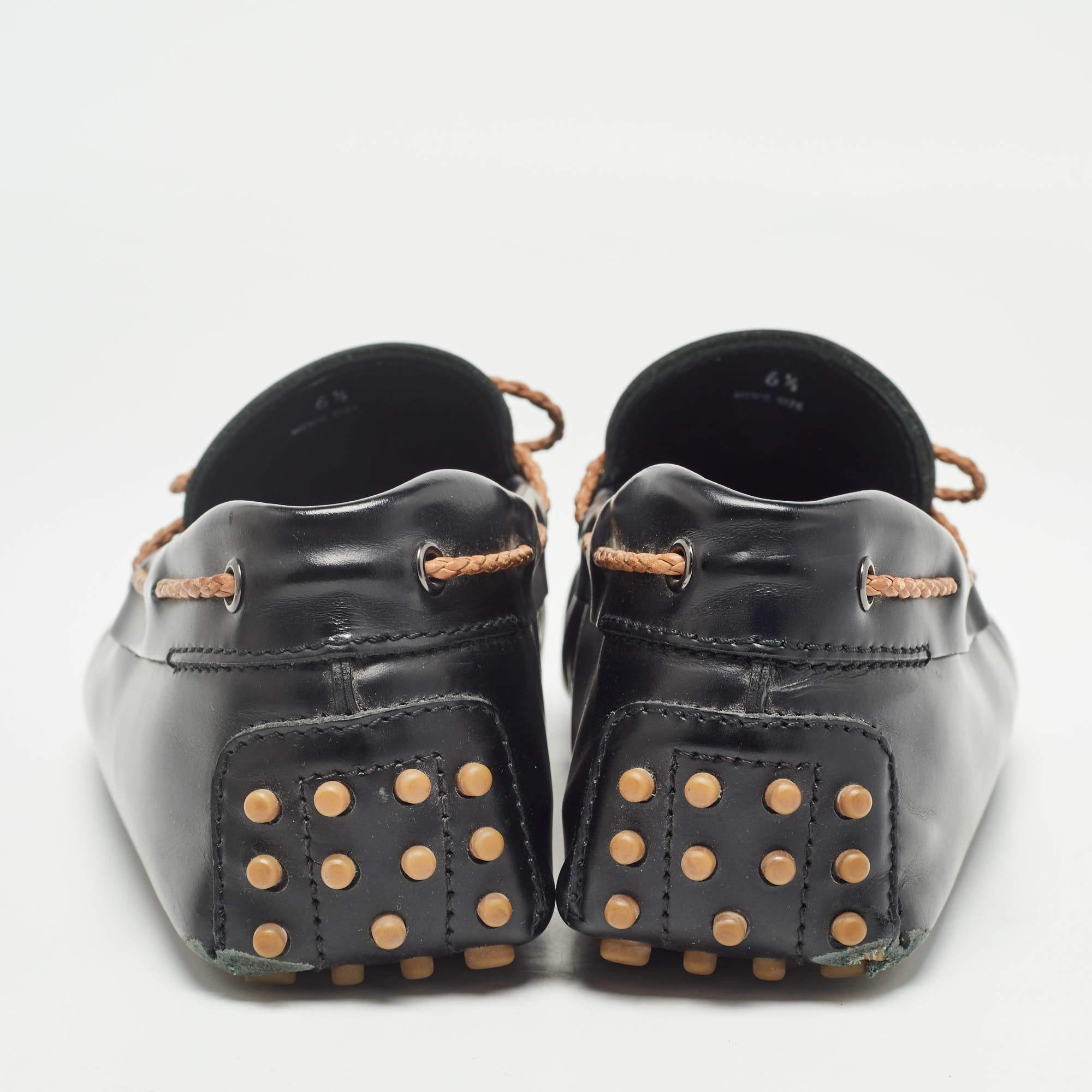 Tod's Black Leather Bow Slip-On Loafers Size 40 For Sale 1