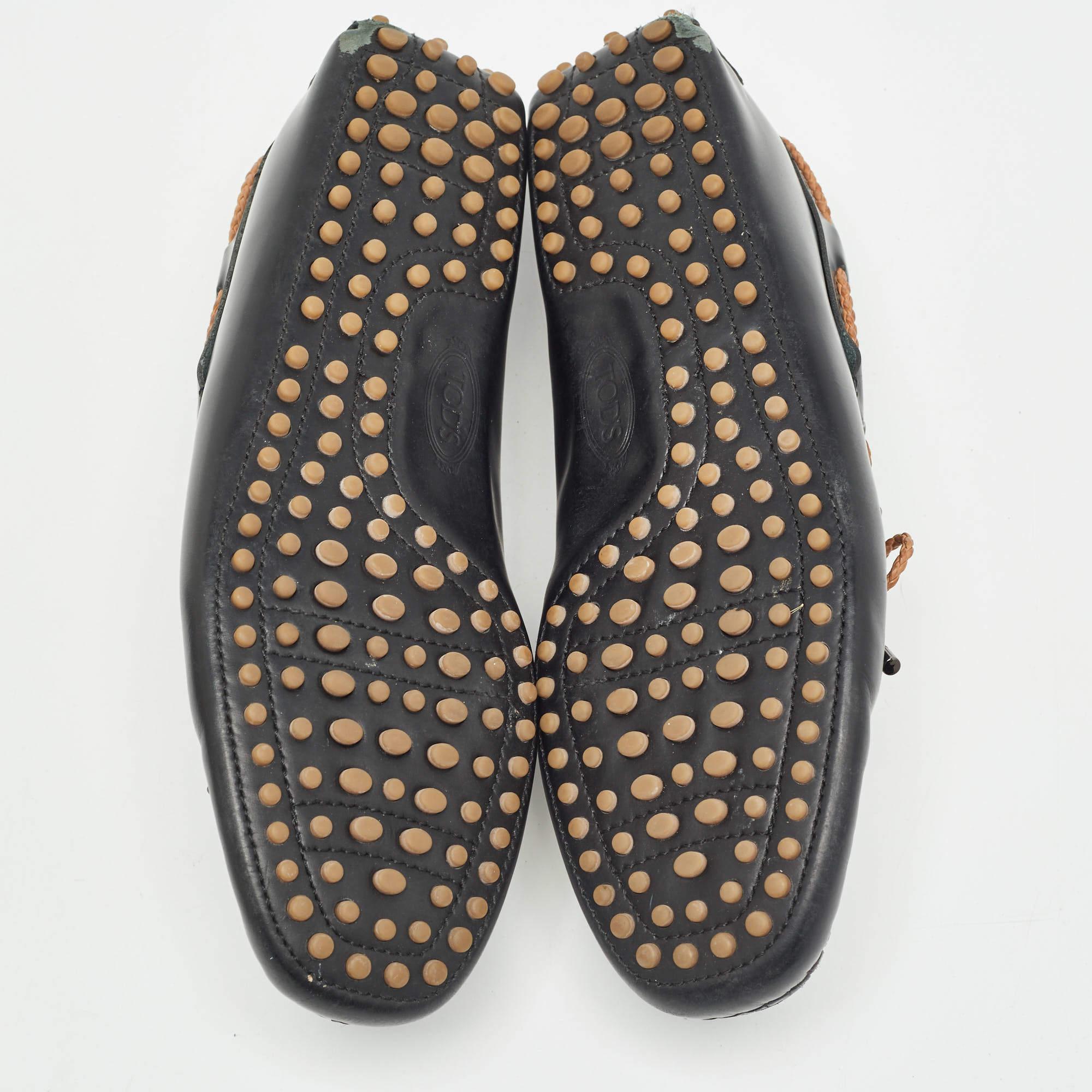 Tod's Black Leather Bow Slip-On Loafers Size 40 For Sale 2
