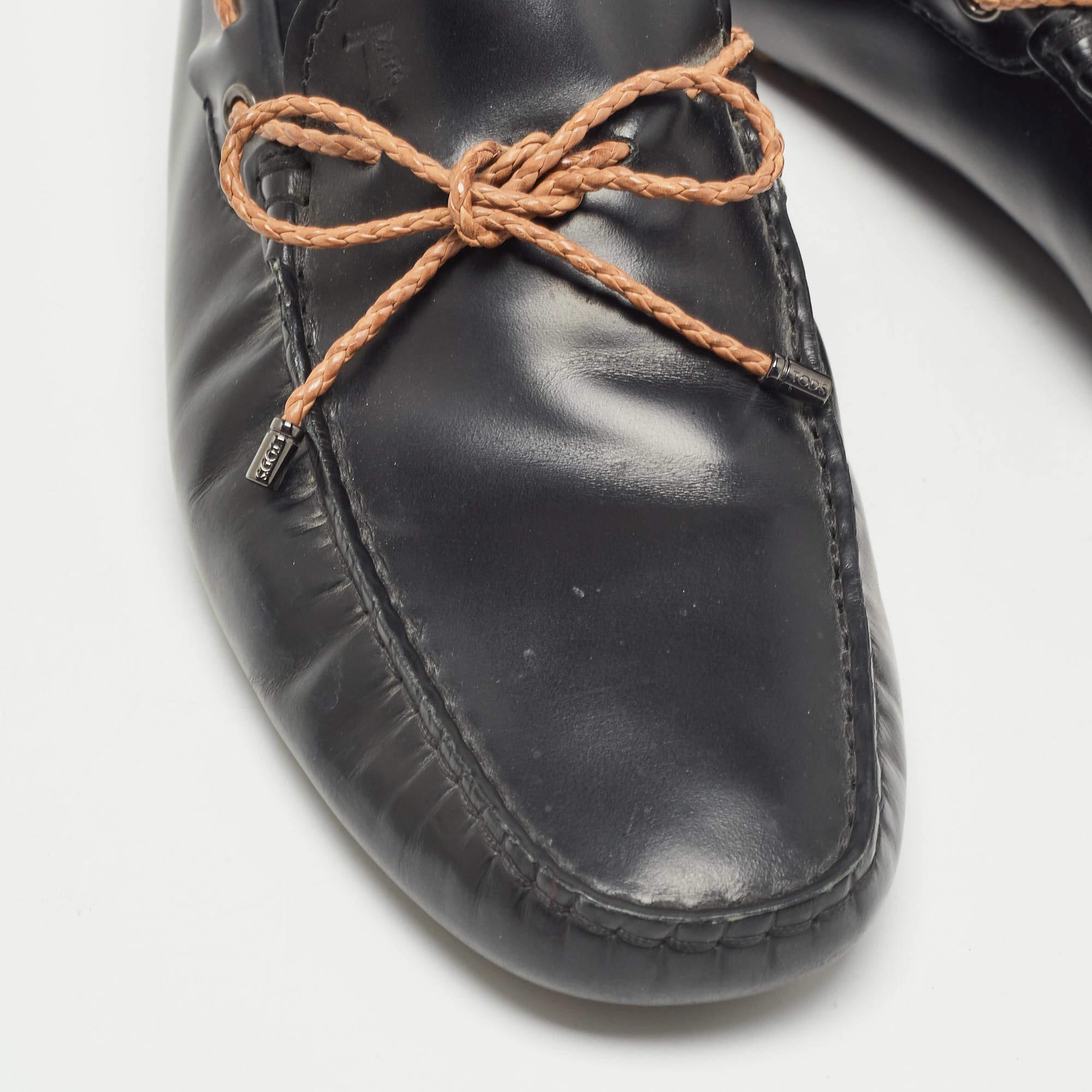 Tod's Black Leather Bow Slip-On Loafers Size 40 For Sale 4