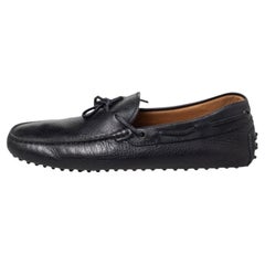 Tod's Black Leather Bow Slip On Loafers Size 41.5