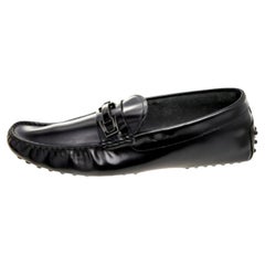Used Tods Black Leather  Buckle  Loafers Size 41.5