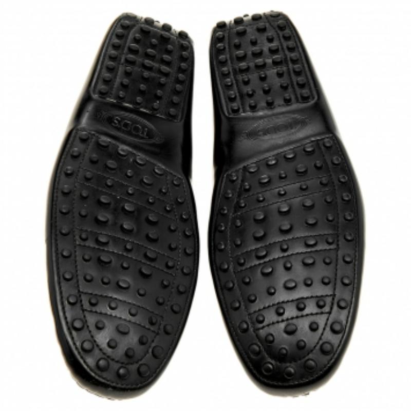 Tod's Mocassins à boucle en cuir noir Taille 44.5 en vente 1