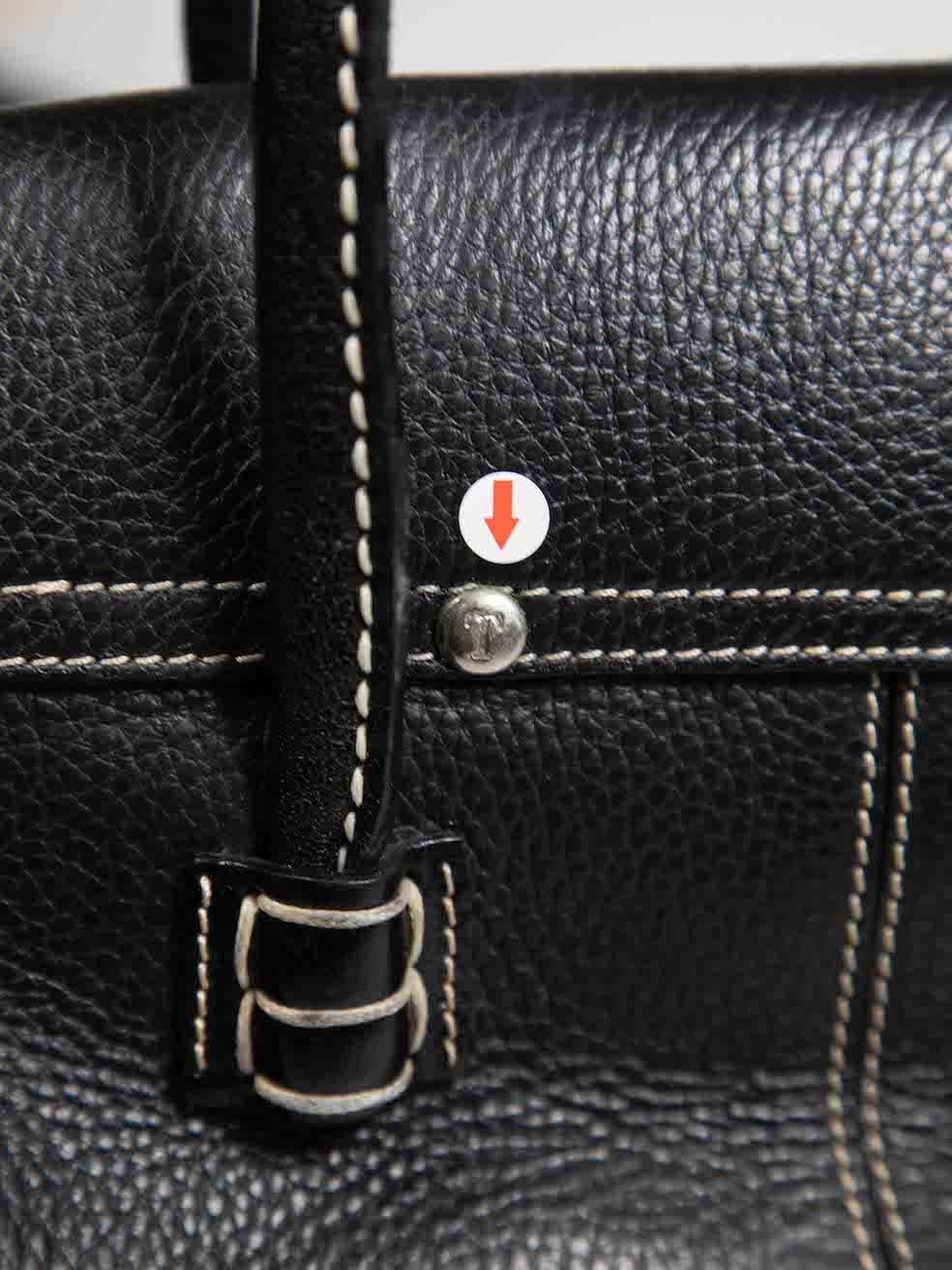 Tod's Black Leather Contrast Stitch Shoulder Bag 2