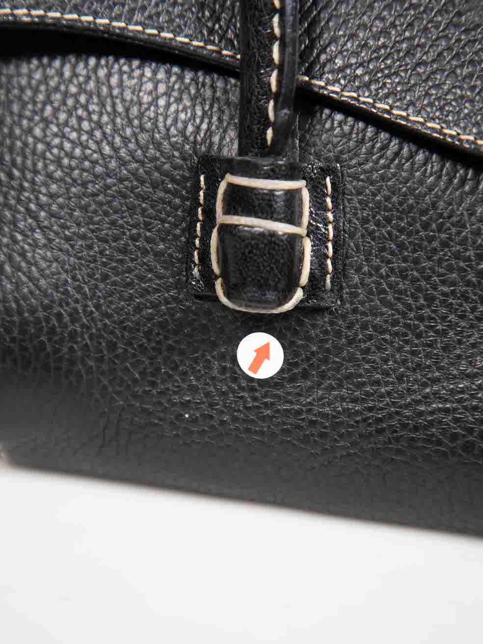 Tod's Black Leather Contrast Stitch Shoulder Bag 3