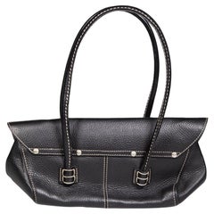 Tod's Black Leather Contrast Stitch Shoulder Bag