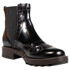 Tod's Black Leather Cut Out Pattern Chelsea Boots Size IT 38.5