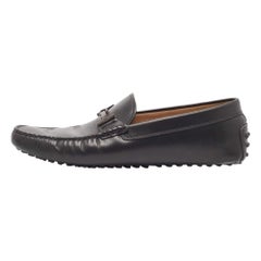 Tod's Black Leather Double T Bit Loafers Size 44