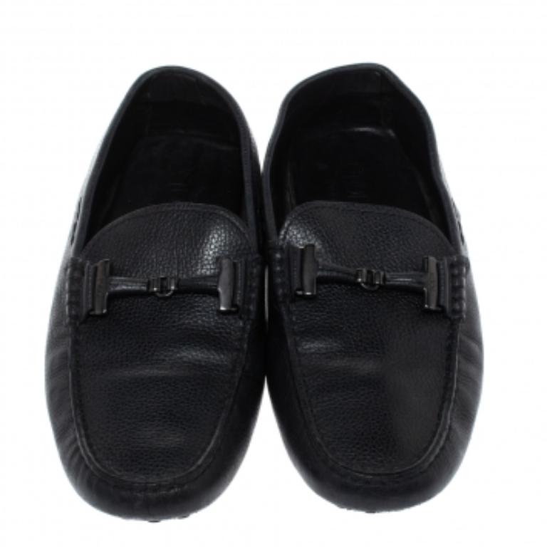 Tod's Black Leather Double T Slip On Loafers Size 42.5 For Sale 1