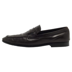 Tod's Black Leather Double T Slip On Loafers Size 44