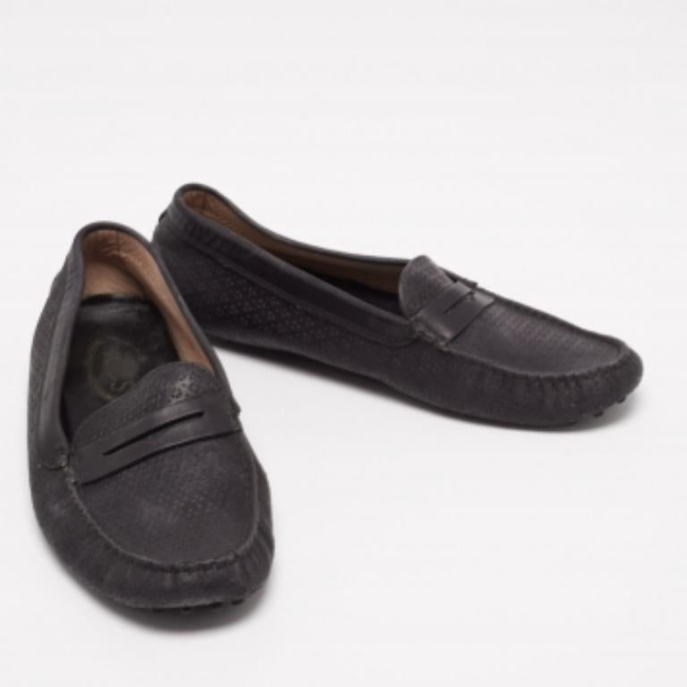 Tod's Black Leather Driving Loafers Size 38 In Fair Condition In Dubai, Al Qouz 2