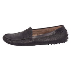 Tod's Black Leather Driving Loafers Size 38
