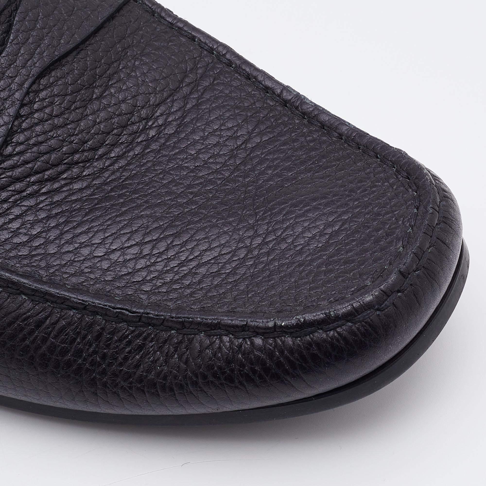 Tod's Black Leather Driving Penny Loafers Size 39.5 For Sale 3