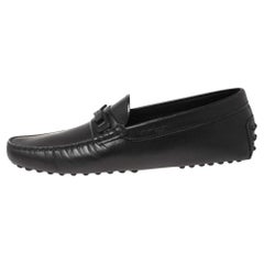 Tod's Black Leather Driving Slip On Loafers Size 40