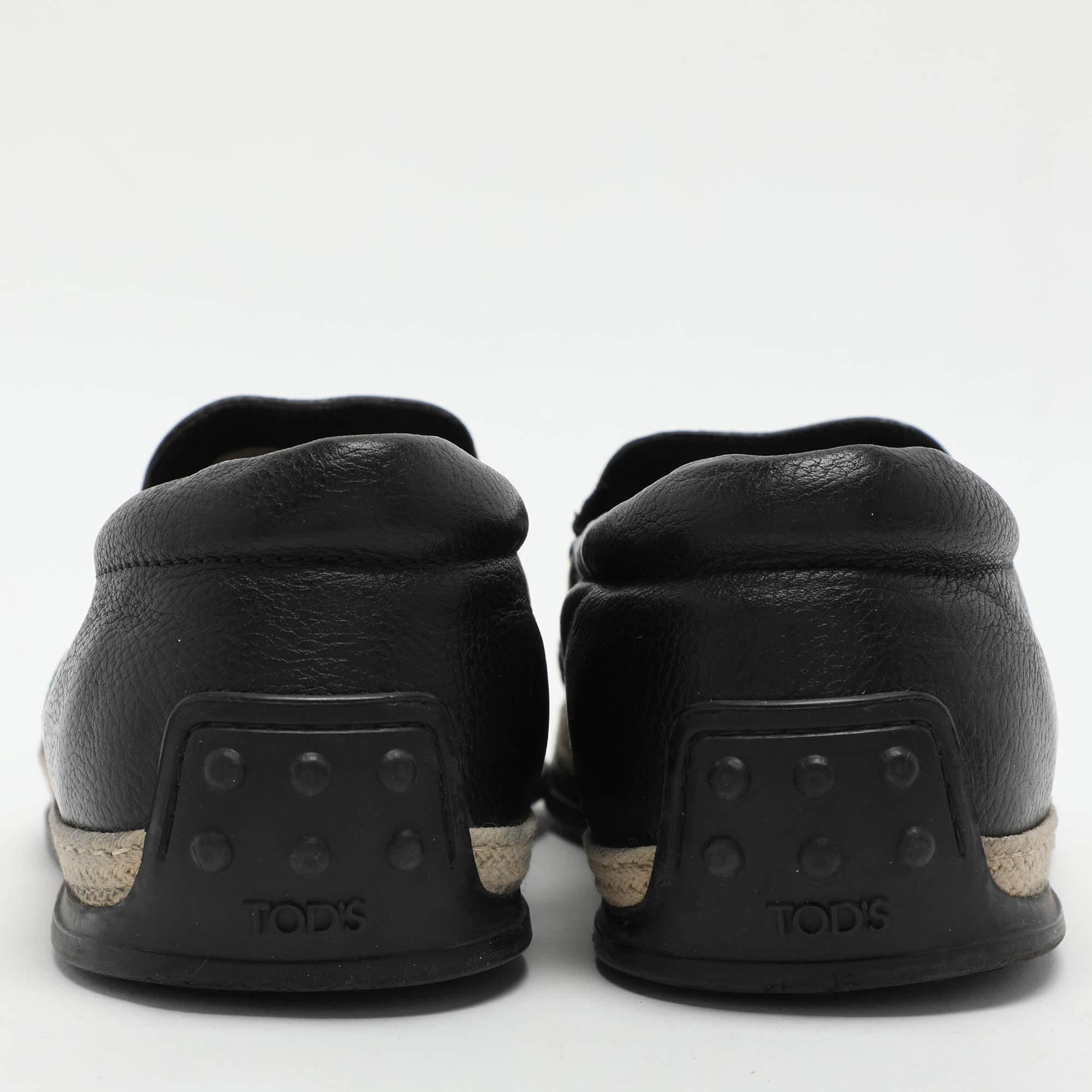 Tod's Espadrille en cuir noir Taille 41.5 Pour hommes en vente