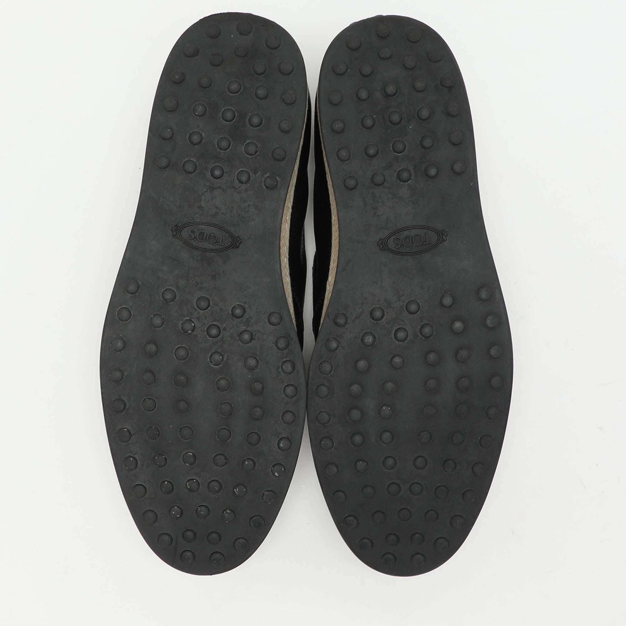 Tod's Espadrille en cuir noir Taille 41.5 en vente 1
