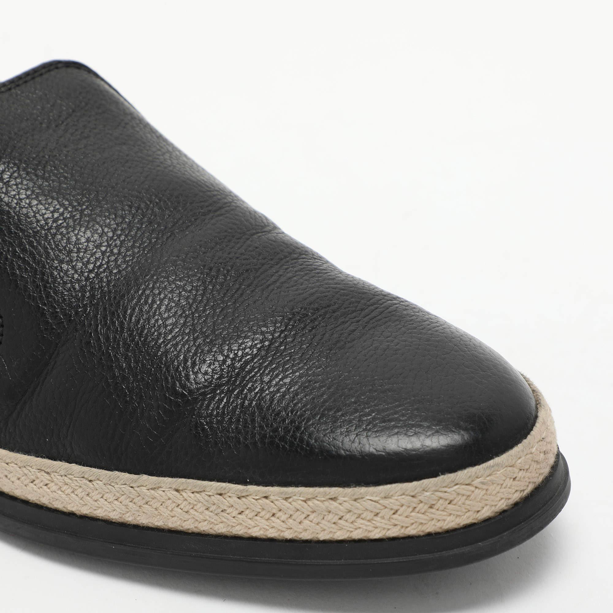 Tod's Espadrille en cuir noir Taille 41.5 en vente 3