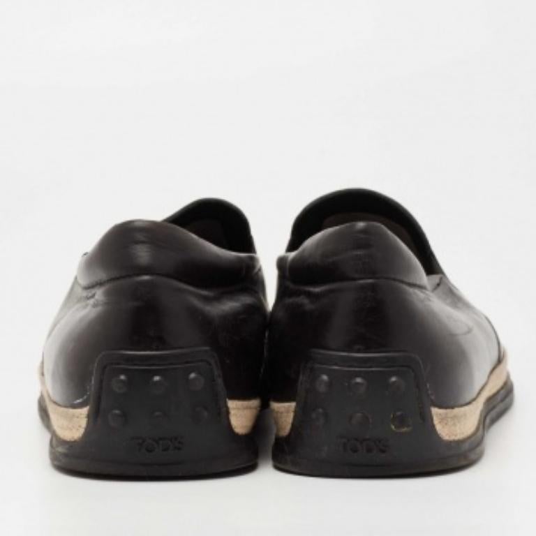 Tod's Espadrille Slip On Loafers aus schwarzem Leder, Größe 41,5 Herren im Angebot