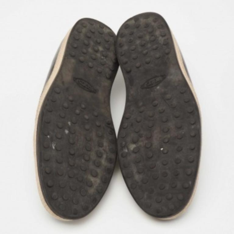 Tod's Espadrille Slip On Loafers aus schwarzem Leder, Größe 41,5 im Angebot 3