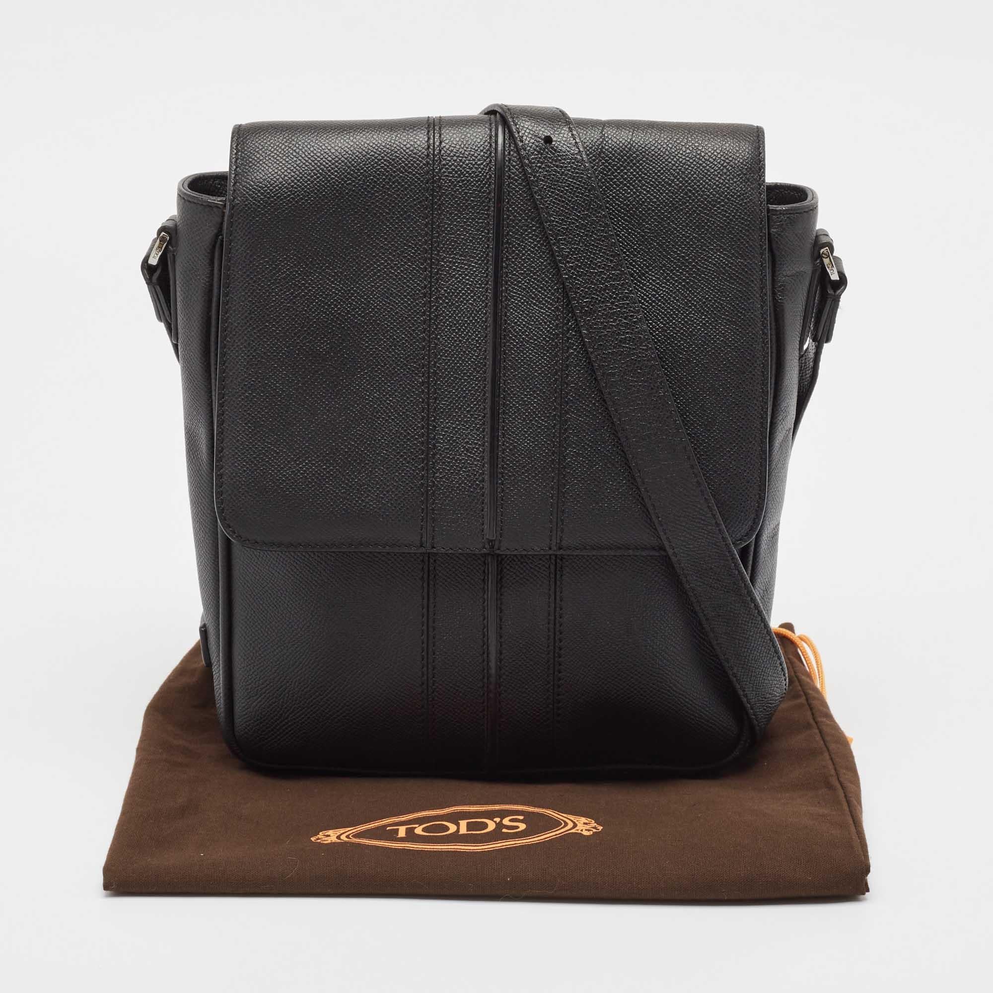 Tod's Bolso Mensajero con Solapa de Piel Negro en venta 5