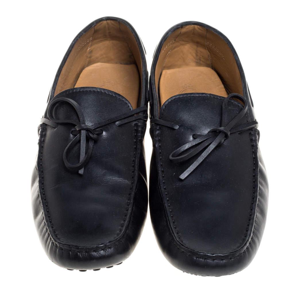 Tod's Black Leather Gommino Driving Bow Loafers Size 42.5 In Fair Condition In Dubai, Al Qouz 2