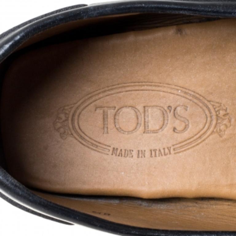 Tod's Black Leather Gommino Driving Bow Loafers Size 42.5 For Sale 1