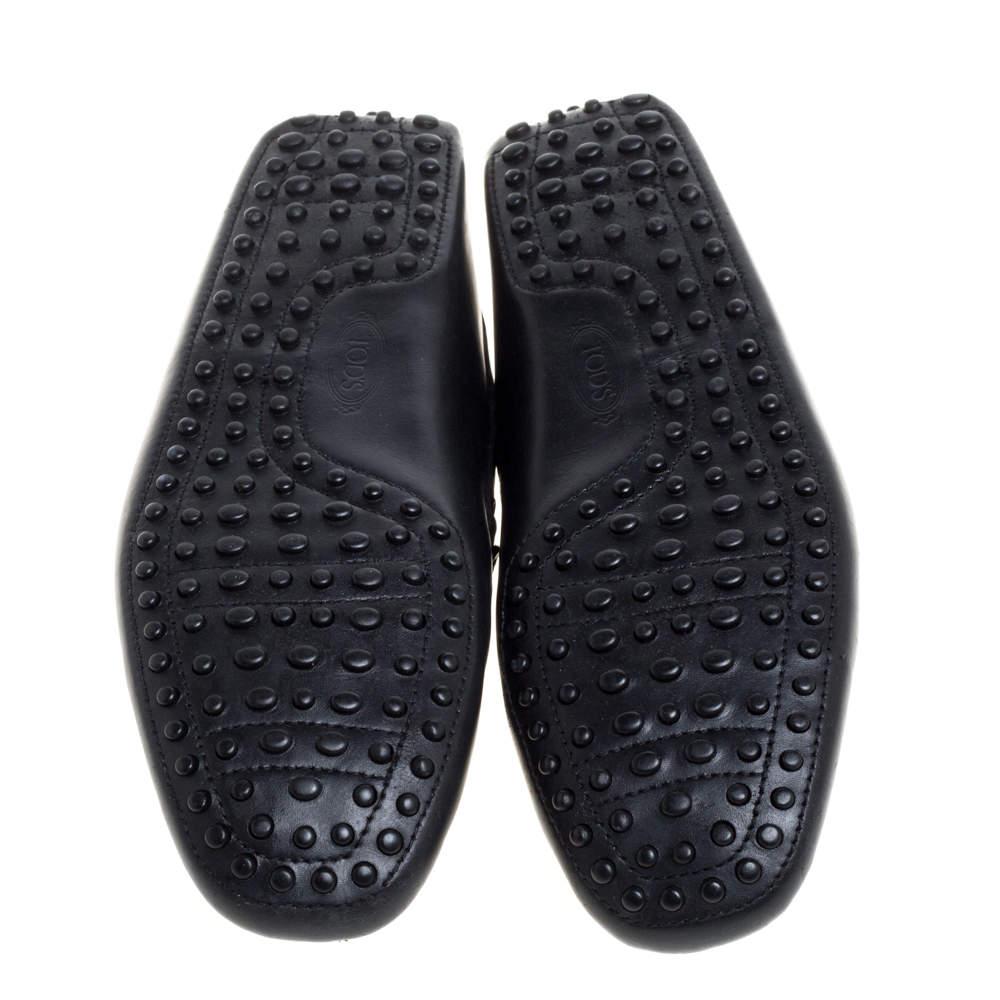 Tod's Black Leather Gommino Driving Bow Loafers Size 42.5 2