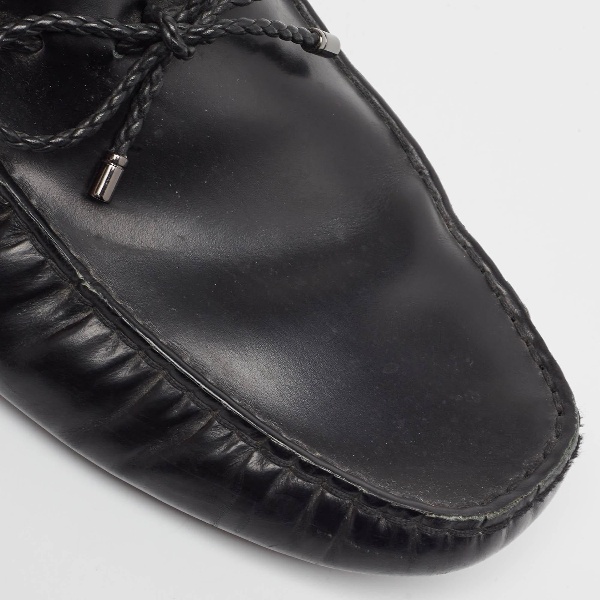 Tods Black Leather Gommino Loafers Size 42 For Sale 3