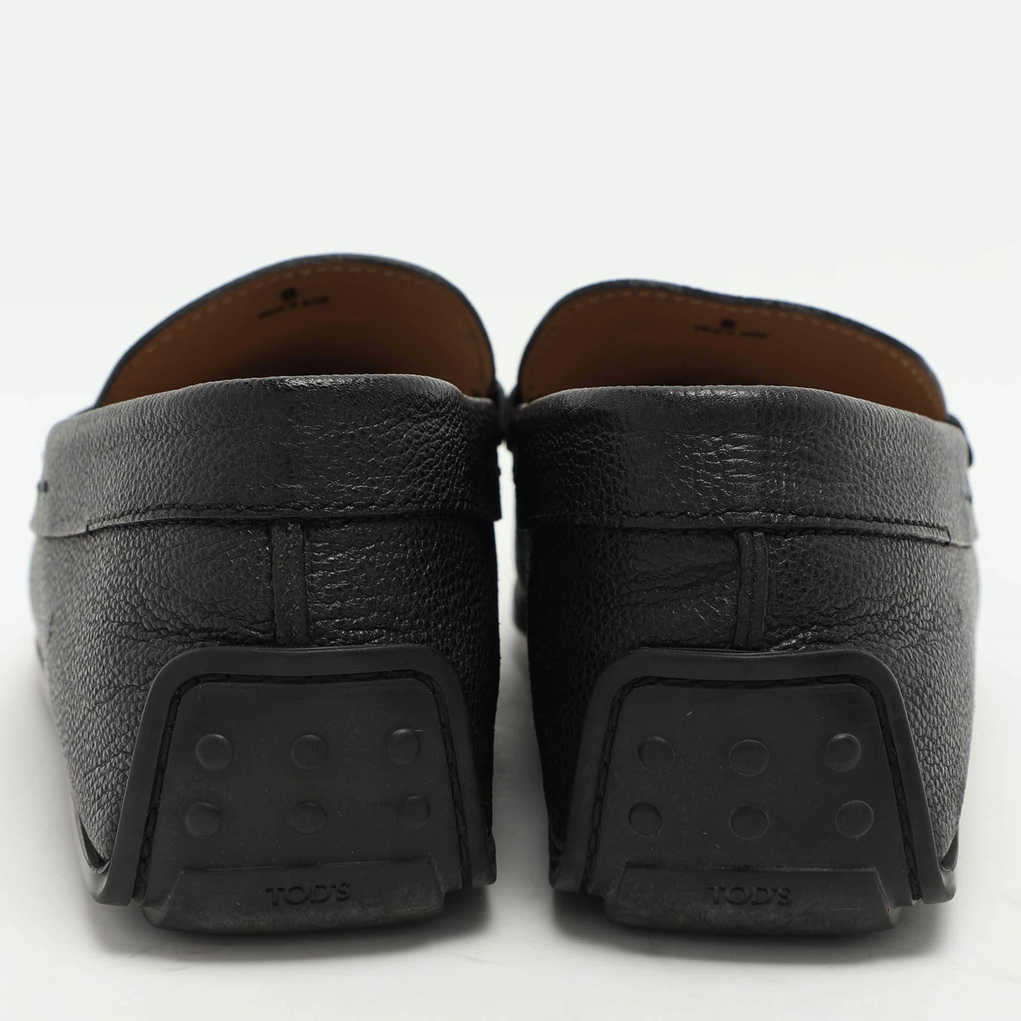 Tod's Black Leather Gommino Penny Slip On Loafers Size 42 For Sale 1