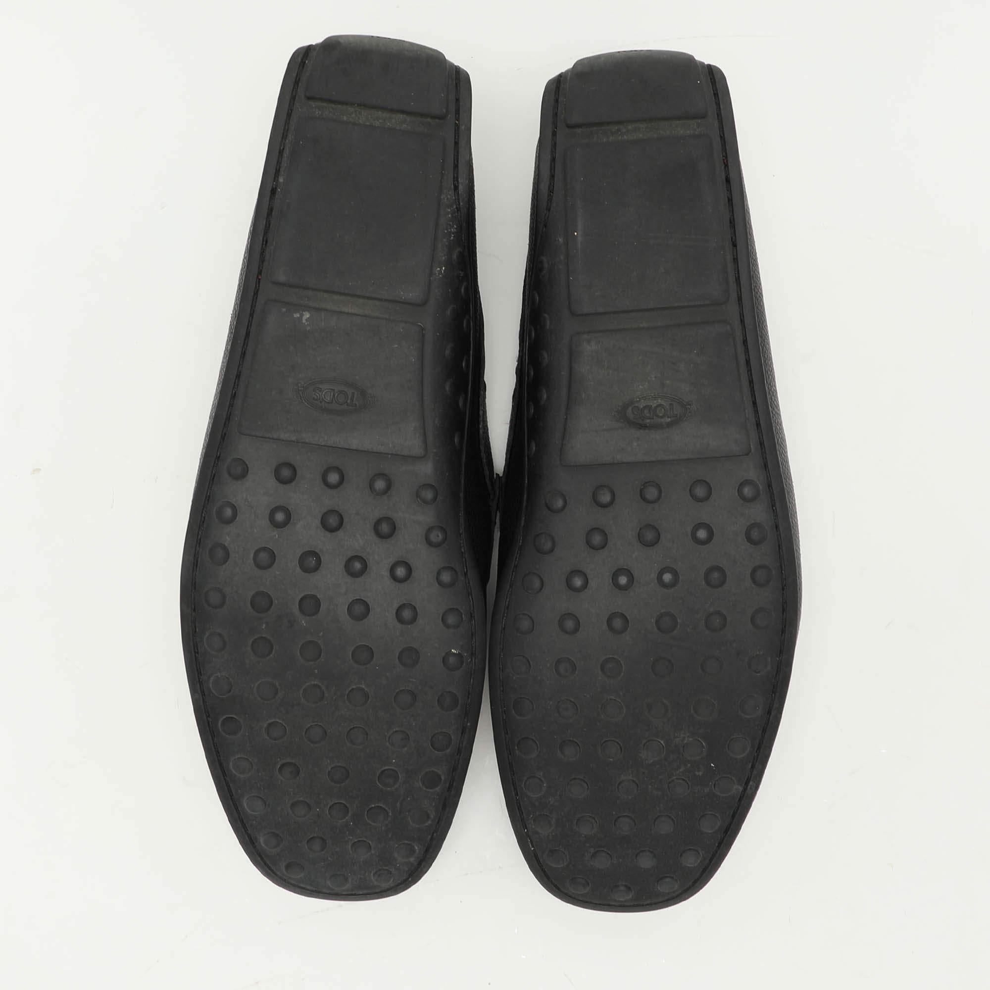 Tod's Black Leather Gommino Penny Slip On Loafers Size 42 For Sale 2
