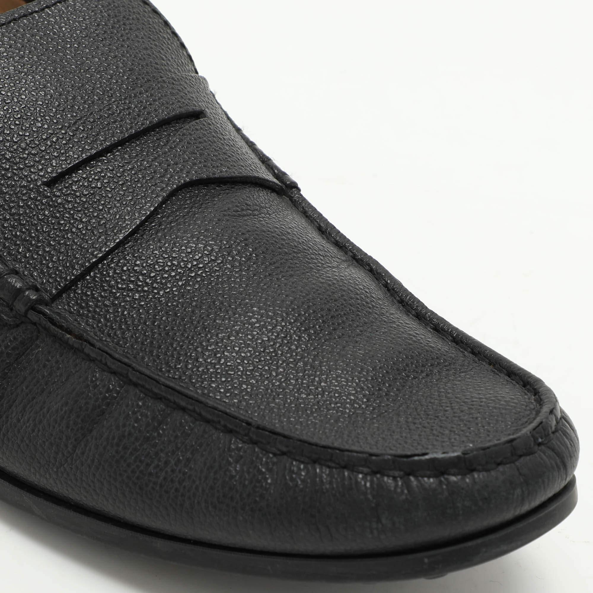 Tod's Black Leather Gommino Penny Slip On Loafers Size 42 For Sale 3