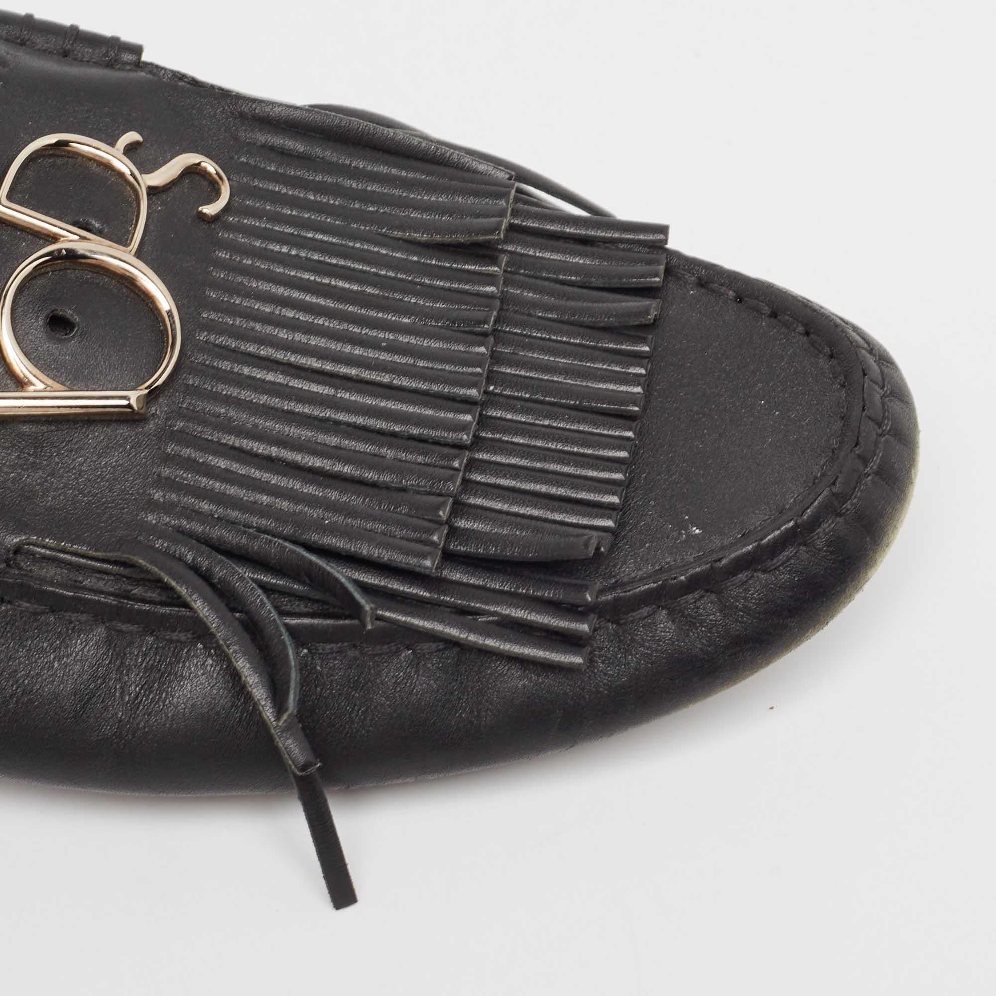 Tod's Black Leather GomminoTassel Trim Mules Size 40 For Sale 4
