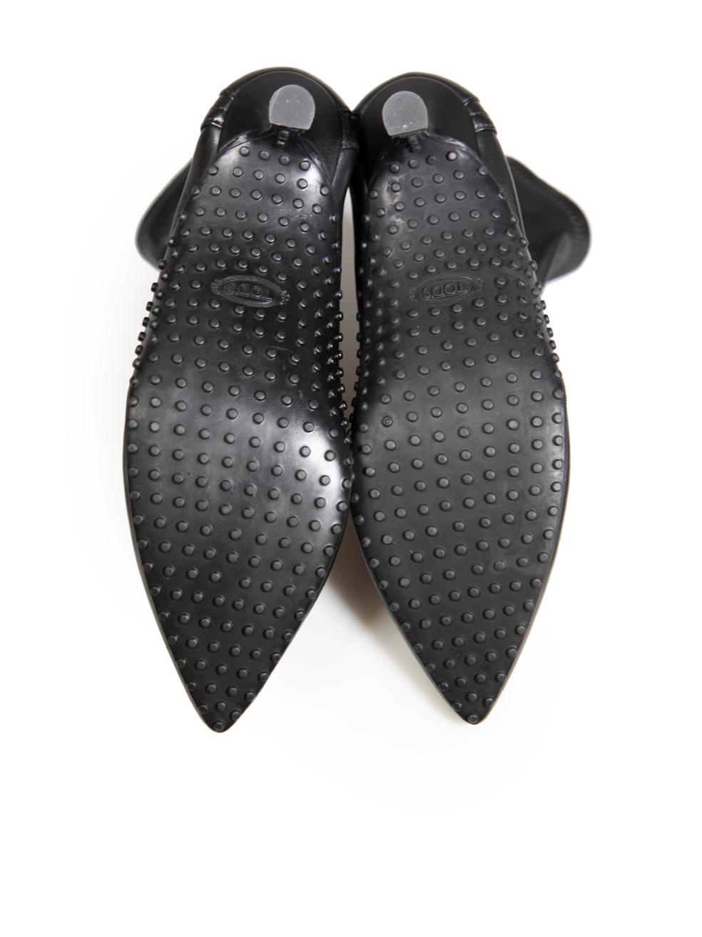 Women's Tod's Black Leather Kitten Heel Boots Size IT 36 For Sale
