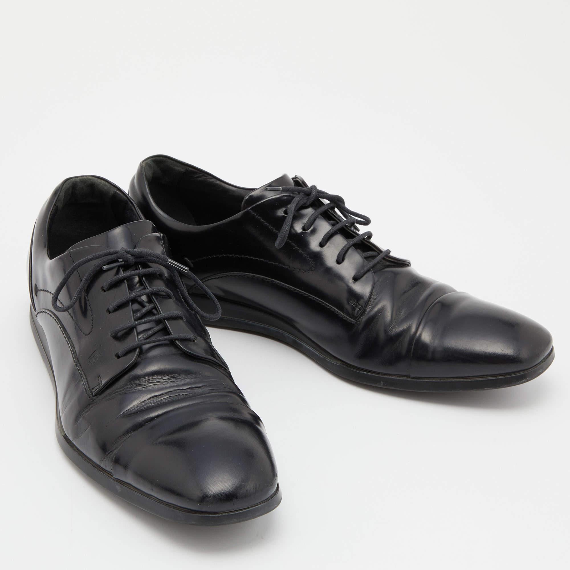 Men's Tod's Black Leather Lace Up Derby Size 41.5 For Sale