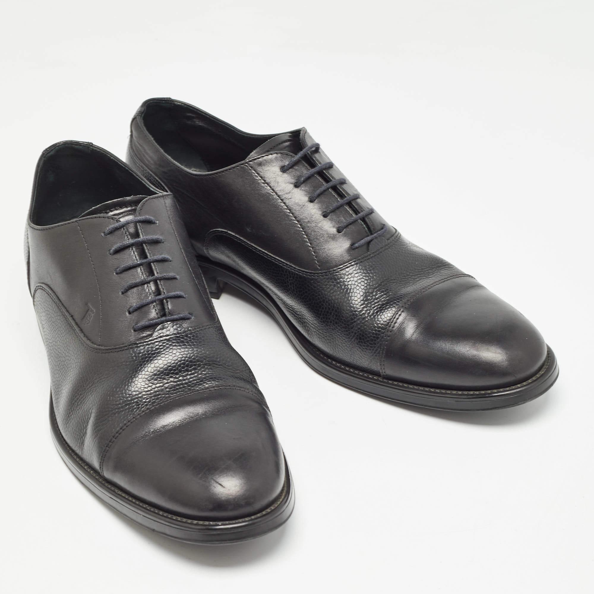 Men's Tod's Black Leather Lace Up Oxfords Size 43